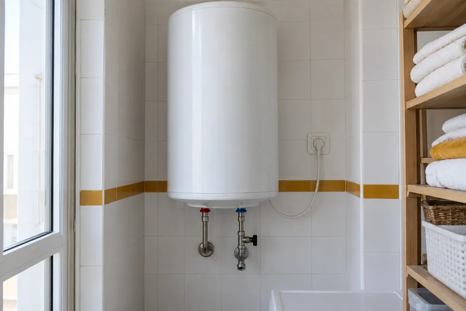 Termo eléctrico cilíndrico con conexiones inferiores de agua